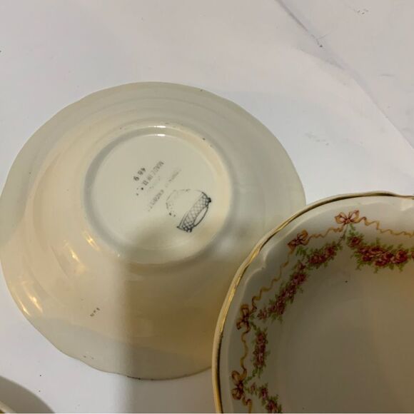 Edwin M.Knowles Semi Vitreous Vtg Wild Rose 5”  bowl Set of 4 Fruit/Dessert Bowl - Picture 4 of 9